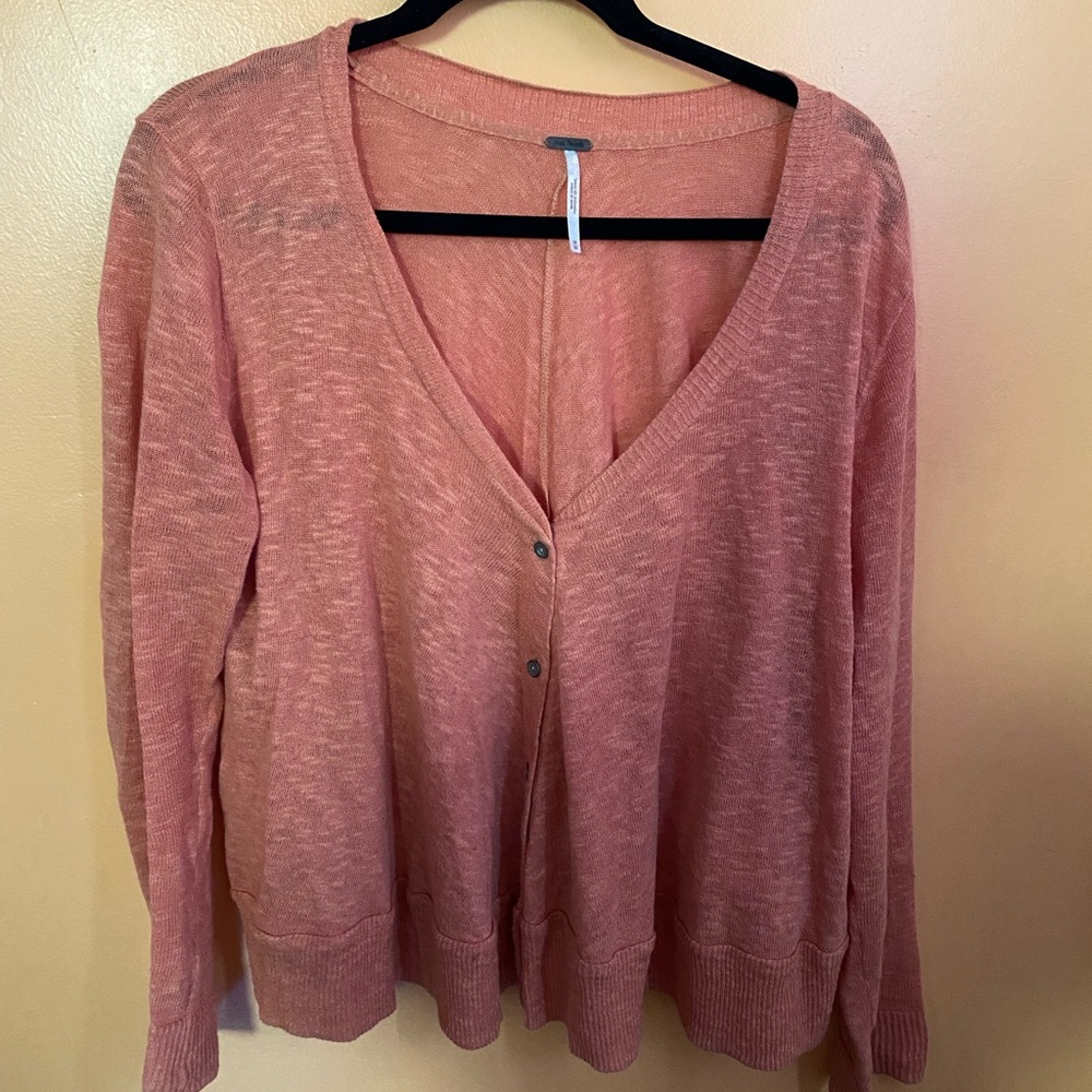 Free People Orange Cardigan Size M